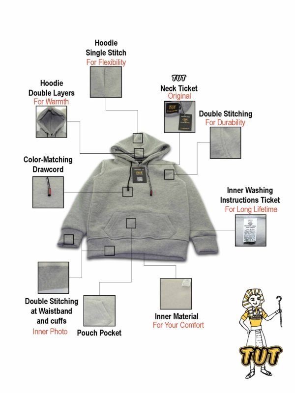 TUT Hoodie Sweatshirt Long Sleeve Kids size 06 Gray T1HOK06GR00000 Front Product Details neck original double stitching for durability inner washing instructions long lifetime material your comfort pouch pocket waistband and cuffs photo color matching draw cord layers warmth single stitch flexibility