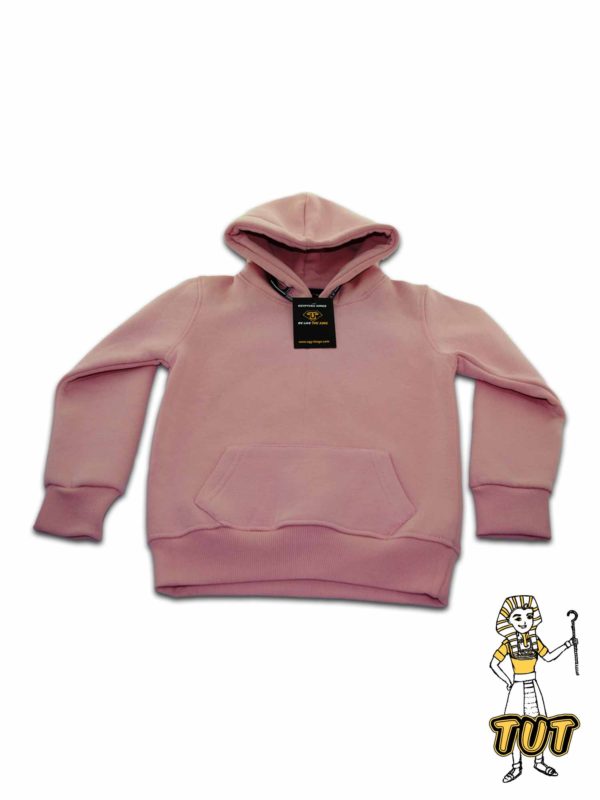 TUT Hoodie Sweatshirt Long Sleeve Kids size 06 Pastel Pink front side T1HOK06PP00000 Egyptian Kings cord ticket modern cuffs pocket