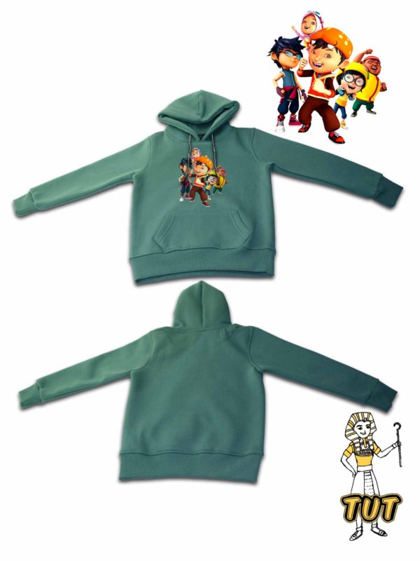 TUT-Hoodie-Sweatshirt-Long-Sleeve-Kid-Green-T1HOK00GN00067-Front-printed-Back-BoBoiBoy