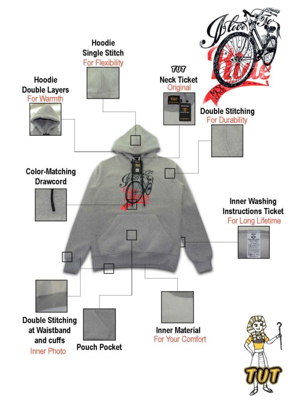 TUT-Hoodie-Sweatshirt-Long-Sleeve-Men-Gray-T1HOM00GR000013-front-printing-I-Love-To-Ride-My-bicycle-with-details