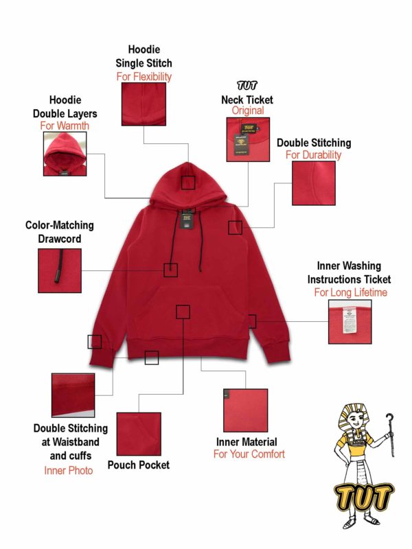 TUT Hoodie Sweatshirt Long Sleeve men size M Red 1HOMM0RD00000 Front Product Details neck original double stitching for durability inner washing instructions long lifetime material your comfort pouch pocket waistband and cuffs photo color matching draw cord layers warmth single stitch flexibility