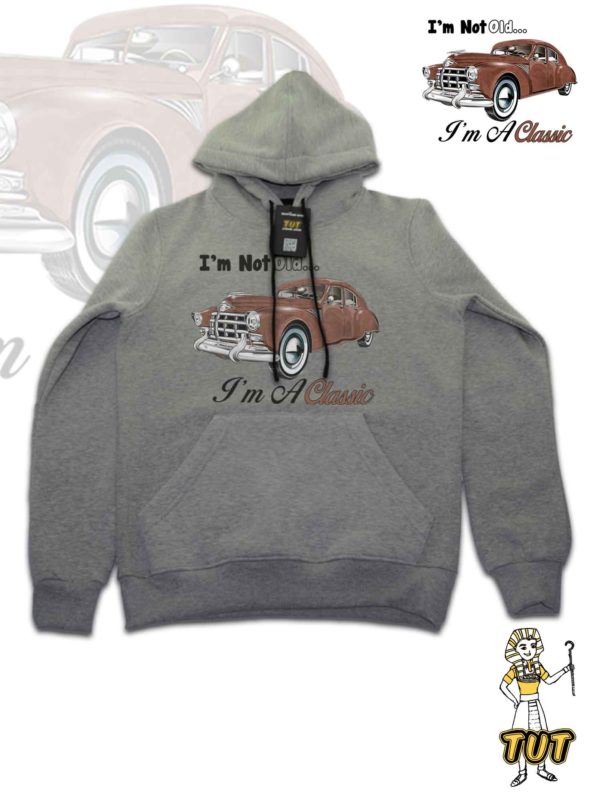 TUT-Hoodie-Sweatshirt-Long-Sleeve-Men-Gray-T1HOM00GR00055-Brown-Vintage-car-Im-A-Classic