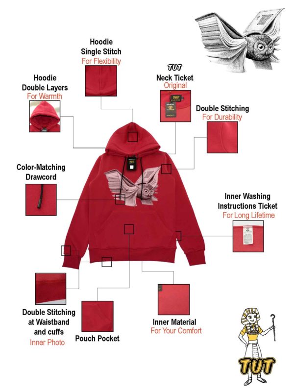 TUT-Hoodie-Sweatshirt-Long-Sleeve-Men-Red-T1HOM00RD00018-Front-printed-Owlbook-with-details