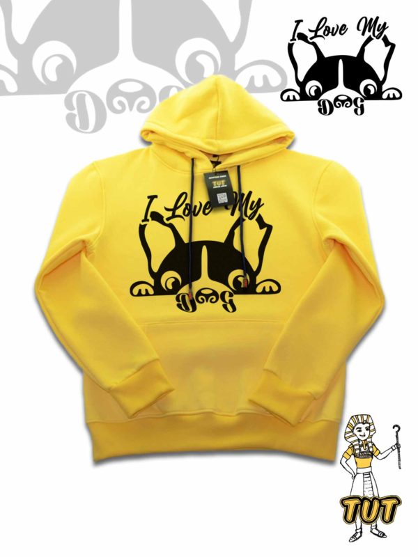 TUT-Hoodie-Sweatshirt-Long-Sleeve-Women-Yellow-T1HOW00YL00009-Front-printed-I-Love-My-Dog