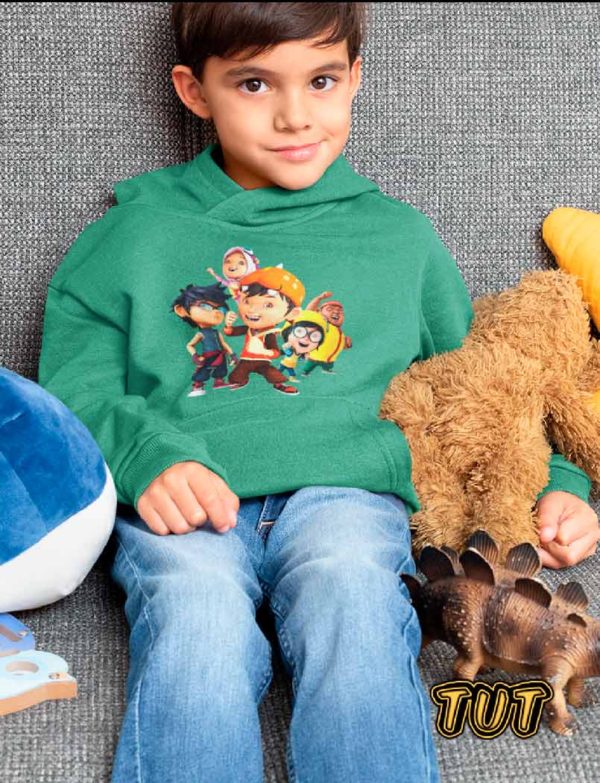 TUT-Hoodie-Sweatshirt-Long-Sleeve-Kid-Green-T1HOK00GN00067-Front-printed-BoBoiBoy-Model