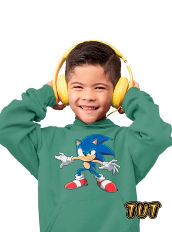 TUT-Hoodie-Sweatshirt-Long-Sleeve-Kids-Green-T1HOK00GN000117-Front-printed-Games-Angry-Sonic-Kid-Model