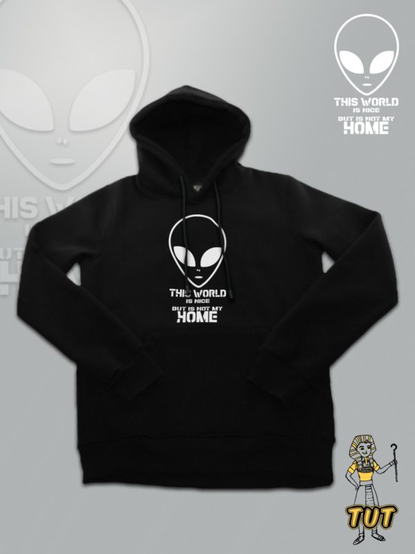 TUT-Hoodie-Sweatshirt-Long-Sleeve-Men-Black-T1HOM00BK00089-Front-Print-Space-Alien-This-World-is-nice