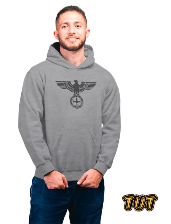 TUT-Hoodie-Sweatshirt-Long-Sleeve-Men-Gray-T1HOM00GR00084-Front-Printed-Animals-Germany-Eagle-Model