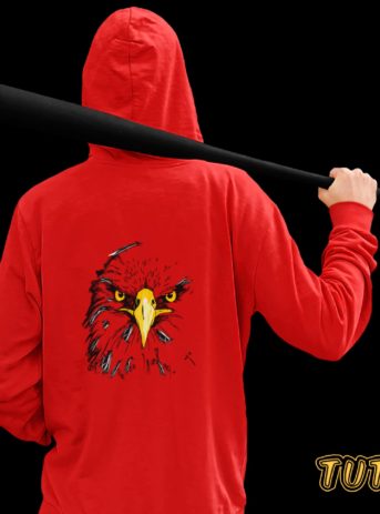 TUT-Hoodie-Sweatshirt-Long-Sleeve-Men-Red-T1HOM00RD00019-Back-Printed-Eagle-Model