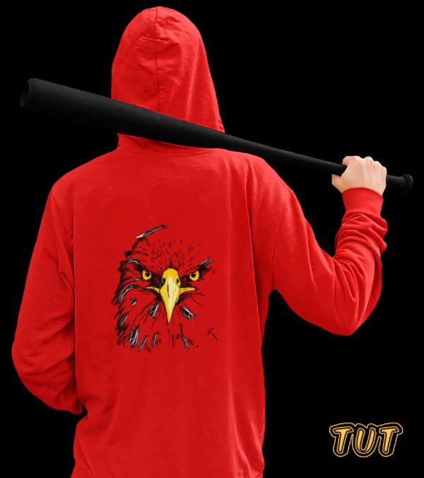 TUT-Hoodie-Sweatshirt-Long-Sleeve-Men-Red-T1HOM00RD00019-Back-Printed-Eagle-Model