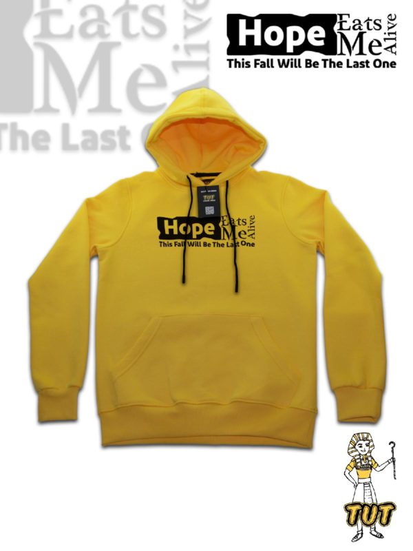 TUT-Hoodie-Sweatshirt-Long-Sleeve-Men-Yellow-T1HOM00YL00083-Quotations-Front-printed-Hope-Eats-Me-Alive