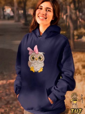 TUT-Hoodie-Sweatshirt-Long-Sleeve-Women-Blue-Black-T1HOW00BB00020-Cute-Owl-Model