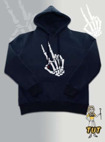 TUT-Hoodie-Sweatshirt-Long-Sleeve-Women-Blue-Black-T1HOW00BB00093-front-printed-Horror-Skeleton-Hand