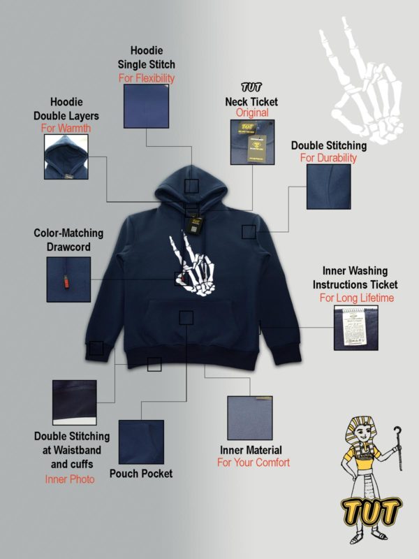 TUT-Hoodie-Sweatshirt-Long-Sleeve-Women-Blue-Black-T1HOW00BB00093-front-printed-Horror-Skeleton-Hand-with-details