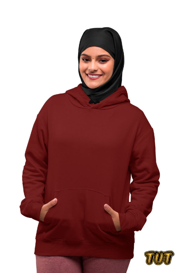 TUT-Hoodie-Sweatshirt-Long-Sleeve-Women-L-Maroon-T1HOW3XMR00000-Front6-Model
