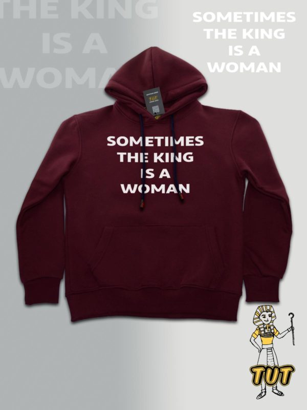 TUT-Hoodie-Sweatshirt-Long-Sleeve-Women-Maroon-T1HOW00MR00092-Quotations-The-king-is-Woman
