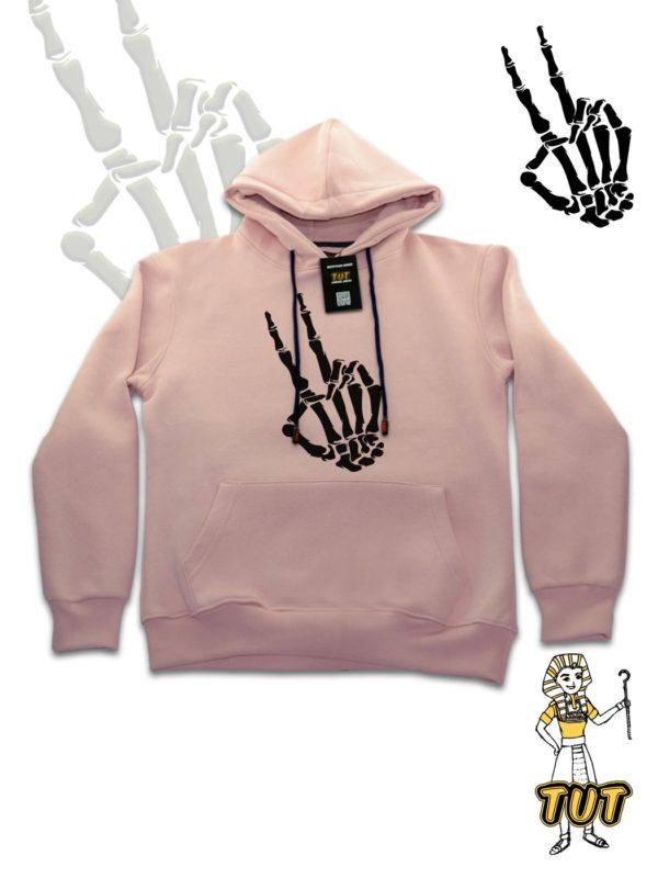 TUT-Hoodie-Sweatshirt-Long-Sleeve-Women-Pastel-Pink-T1HOW00PP00093-front-printed-Horror-Skeleton-Hand
