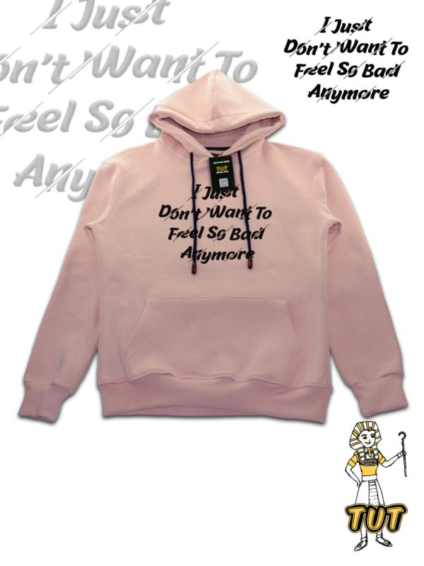 TUT-Hoodie-Sweatshirt-Long-Sleeve-Women-Pastel-Pink-T1HOW00PP00110-front-printed-Quotations-I-Just-Dont-want-to-feel