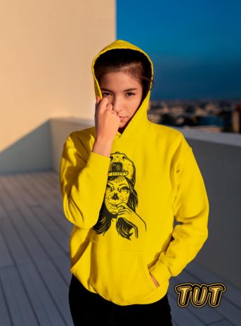 TUT-Hoodie-Sweatshirt-Long-Sleeve-Women-Pastel-Yellow-T1HOW00YL00100-front-printed-Arts-California-Girl-Woman-Model