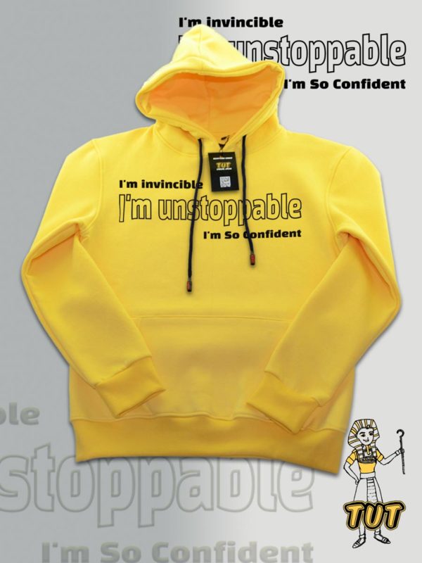 TUT-Hoodie-Sweatshirt-Long-Sleeve-Women-Yellow-T1HOW00YL00086-Quotations-Im-Unstoppable