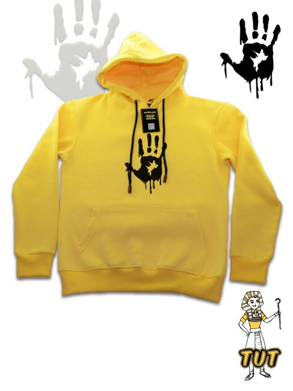 TUT-Hoodie-Sweatshirt-Long-Sleeve-Women-Yellow-T1HOW00YL00094-front-printed-Horror-Bloody-Hand-Print
