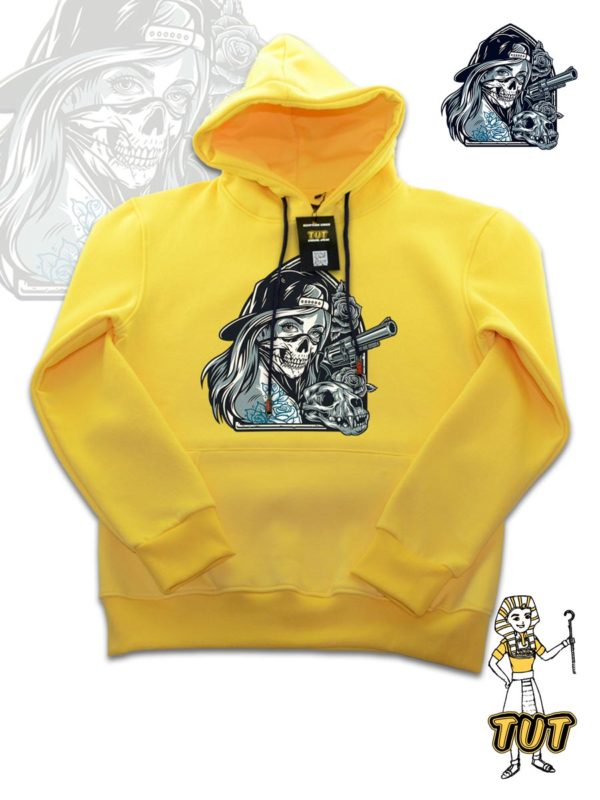 TUT-Hoodie-Sweatshirt-Long-Sleeve-Women-Yellow-T1HOW00YL00095-front-printed-Horror-Chicano-girl