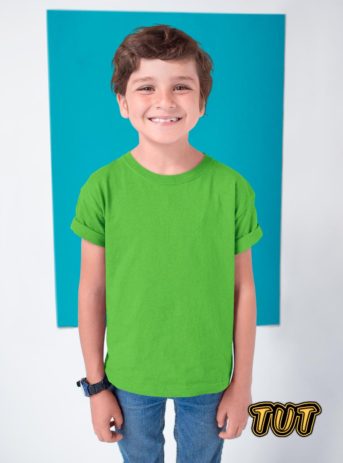 TUT-Slim-Fit-Round-T-Shirt-Short-Sleeve-Kids-12-Phosphoric-Green-T2RTK12PG00000-Model