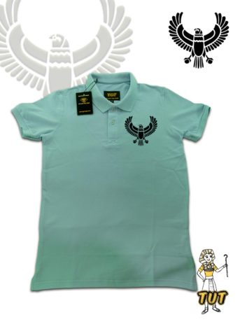 TUT-Slim-Fit-Polo-T-Shirt-Short-Sleeve-Men-Aqua-T2PTM00AQ00125-Front-Printed-Egyptian-Eagle