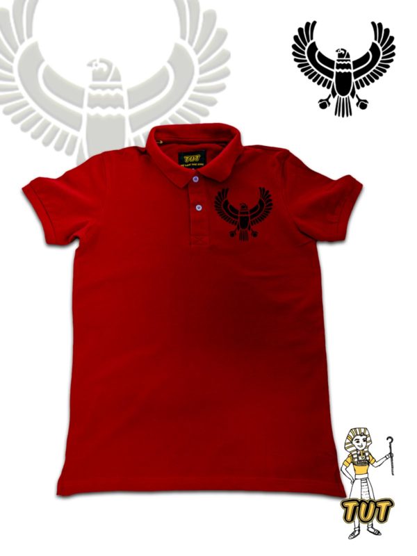TUT-Slim-Fit-Polo-T-Shirt-Short-Sleeve-Men-Red-T2PTM00RD00125-Front-Printed-Egyptian-Eagle