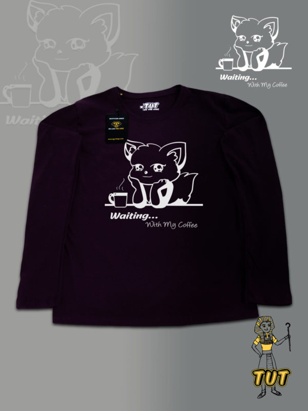 TUT-Slim-Fit-Round-T-Shirt-Long-Sleeve-Women-Dark-Purple-T2RLW00DP00119-Front-Printed-Fox-Coffee