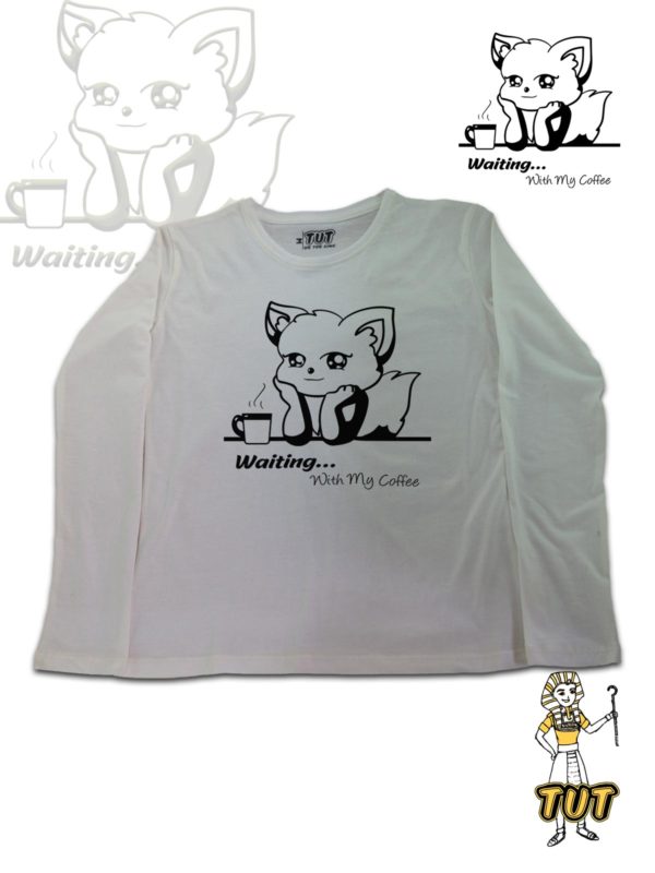 TUT-Slim-Fit-Round-T-Shirt-Long-Sleeve-Women-Mustard-Off-White-T2RLW00OW00119-Fox-Coffee-Front-Printed