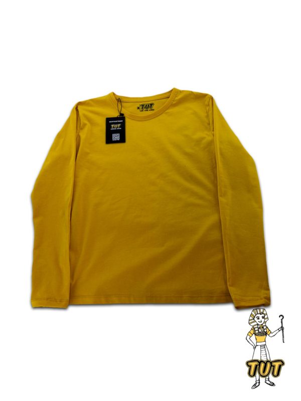 TUT-Slim-Fit-Round-T-Shirt-Long-Sleeve-Women-Mustard-Yellow-T2RLW00MY00000-Front
