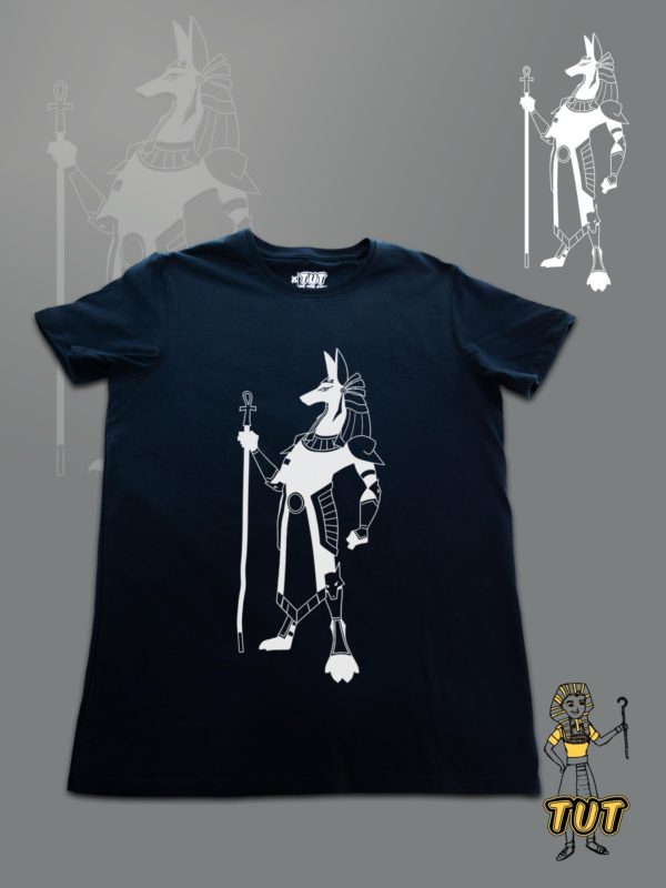 TUT-Slim-Fit-Round-T-Shirt-Short-Sleeve-Men-Blue-Black-T2RTM00BB00122-Front-Printed-Anubis-Pharaohs
