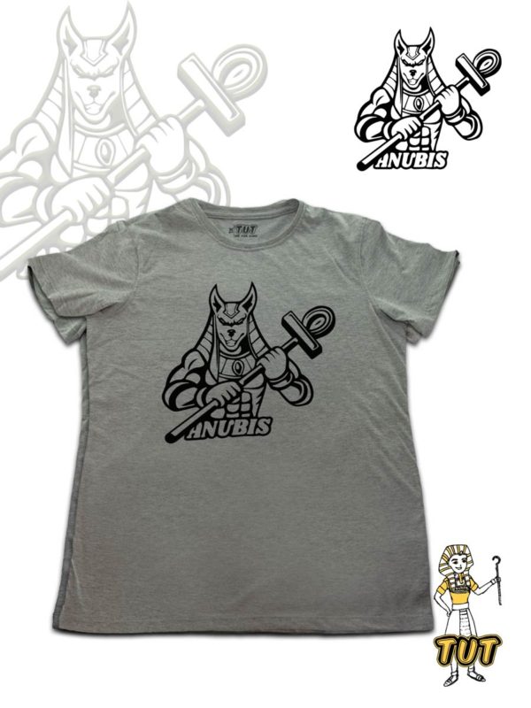 TUT-Slim-Fit-Round-T-Shirt-Short-Sleeve-Men-Gray-T2RTM00GR00120-Front-Printed-Anubis-Guard
