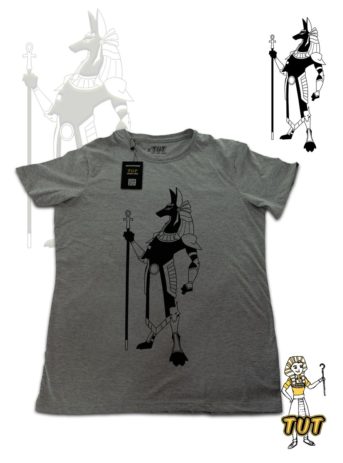 TUT-Slim-Fit-Round-T-Shirt-Short-Sleeve-Men-Gray-T2RTM00GR00122-Front-Printed-Anubis-Pharaohs