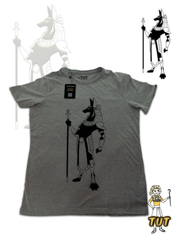 TUT-Slim-Fit-Round-T-Shirt-Short-Sleeve-Men-Gray-T2RTM00GR00122-Front-Printed-Anubis-Pharaohs