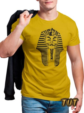 TUT-Slim-Fit-Round-T-Shirt-Short-Sleeve-Men-Mustard-Yellow-T2RTM00MY00123-Front-Printed-tut-vendetta-Model