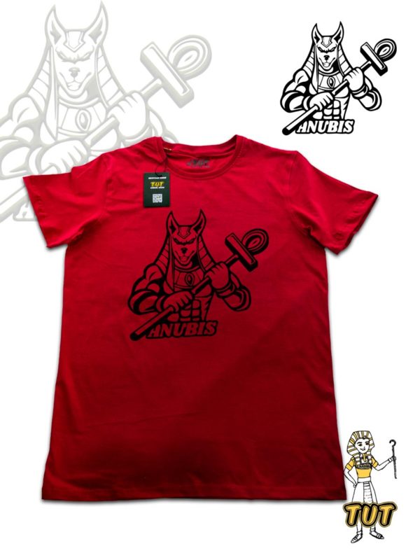 TUT-Slim-Fit-Round-T-Shirt-Short-Sleeve-Men-Red-T2RTM00RD00120-Front-Printed-Anubis-Guard