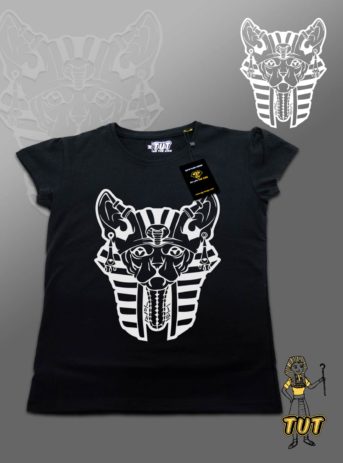 TUT-Slim-Fit-Round-T-Shirt-Short-Sleeve-Women-Black-T2RTW00BK00126-Sphynx-Cat-Front-Printed