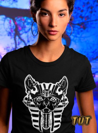 TUT-Slim-Fit-Round-T-Shirt-Short-Sleeve-Women-Black-T2RTW00BK00126-Sphynx-Cat-Front-Printed-Model
