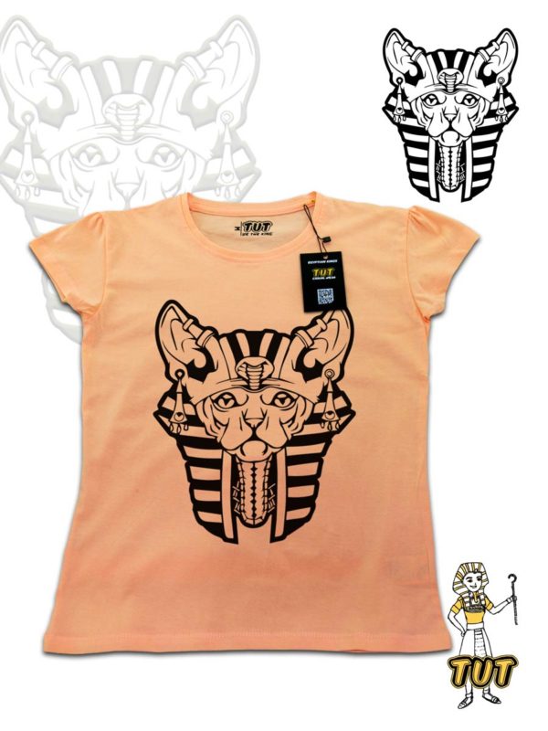 TUT-Slim-Fit-Round-T-Shirt-Short-Sleeve-Women-Pale-Blush-T2RTW00OW00126-Sphynx-Cat-Front-Printed