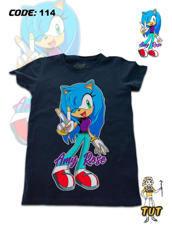 TUT-Round-Cotton-T-Shirt-Short-Sleeve-Kids-Blue-Black-T2RTK00BB00114-Printed-Sonic-Amy-Rose