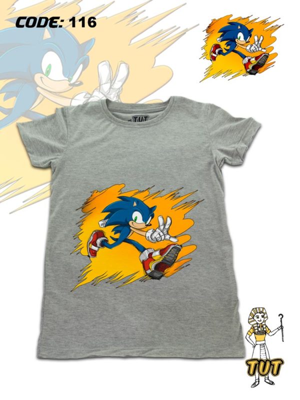 TUT-Round-Cotton-T-Shirt-Short-Sleeve-Kids-Gray-T2RTK00GR00116-Printed-Sonic-Hedgehog