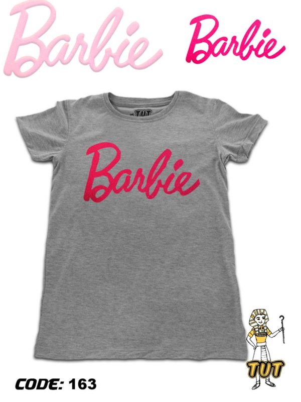 TUT-Round-Cotton-T-Shirt-Short-Sleeve-Kids-Gray-T2RTK00GR00163-Printed-Barbie