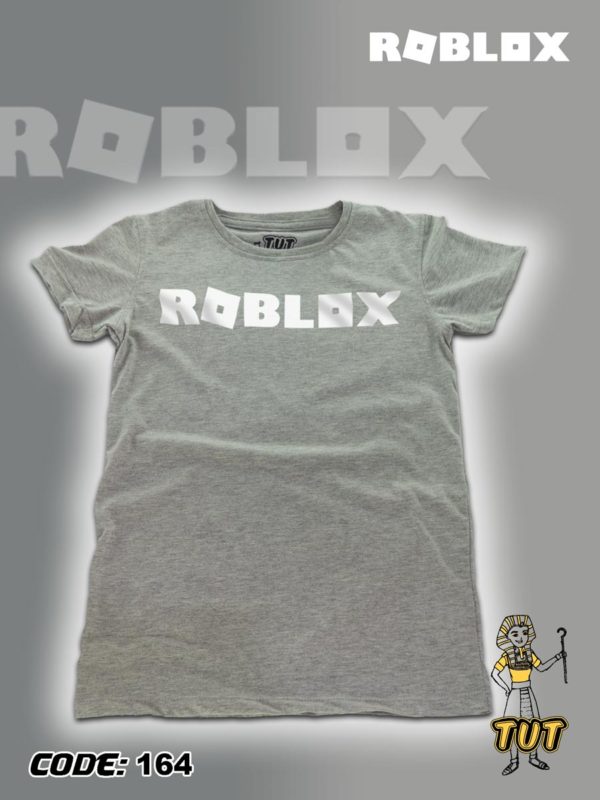 TUT-Round-Cotton-T-Shirt-Short-Sleeve-Kids-Gray-T2RTK00GR00164-Printed-Roblox