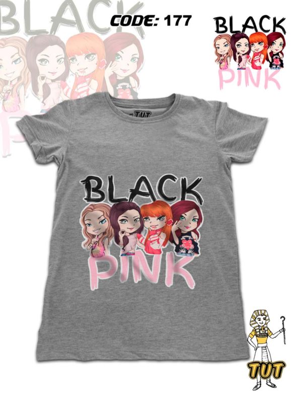 TUT-Round-Cotton-T-Shirt-Short-Sleeve-Kids-Gray-T2RTK00GR00177-Printed-Black-Pink-Anime