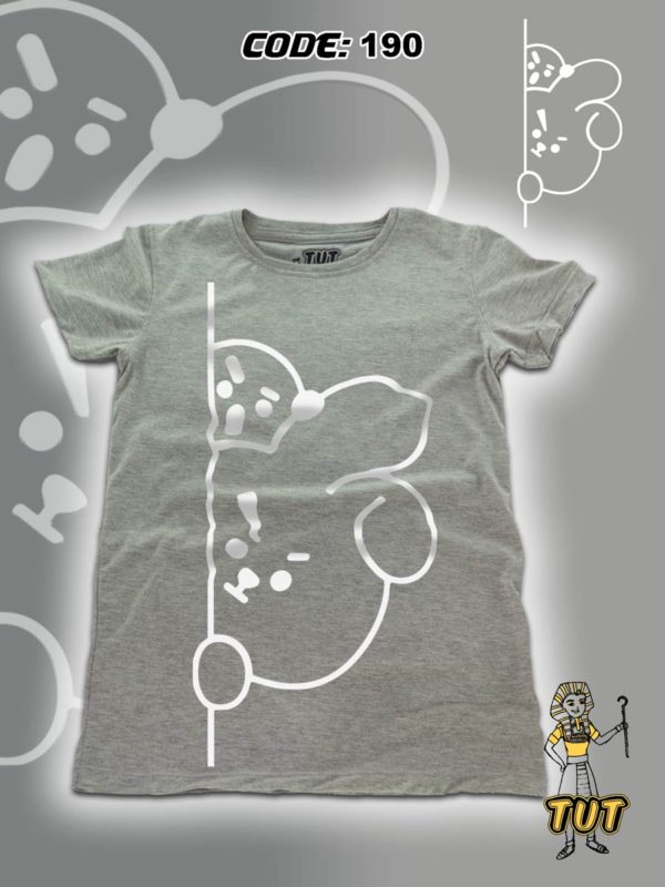 TUT-Round-Cotton-T-Shirt-Short-Sleeve-Kids-Gray-T2RTK00GR00190-Printed-BT21-Cooky-Shooky