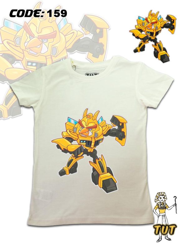 TUT-Round-Cotton-T-Shirt-Short-Sleeve-Kids-Off-White-T2RTK00OW00159-Printed-Angry-Birds-Transformers-Bumblebee