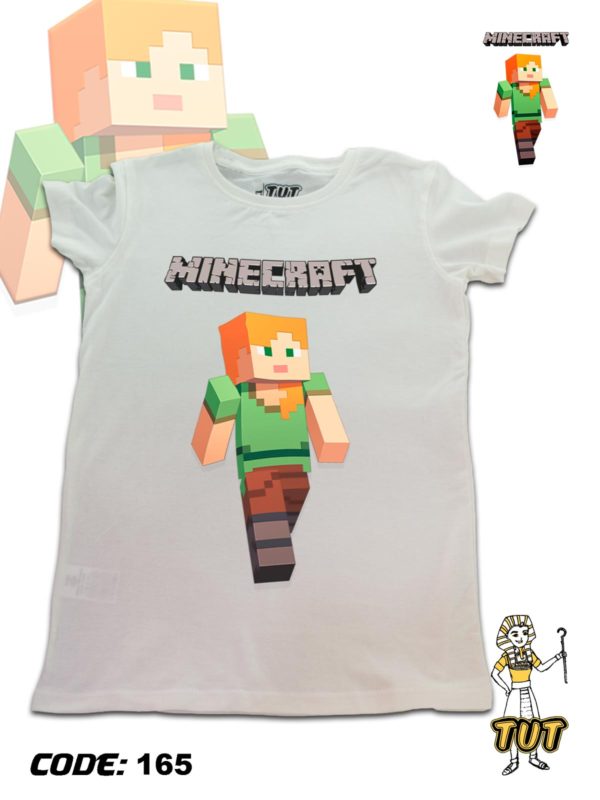 TUT-Round-Cotton-T-Shirt-Short-Sleeve-Kids-Off-White-T2RTK00OW00165-Printed-Minecraft-Alex