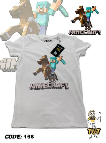 TUT-Round-Cotton-T-Shirt-Short-Sleeve-Kids-Off-White-T2RTK00OW00166-Printed-Minecraft-Steve